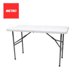 Metro Homewares Table Fold in Half White 4ft Polyethylene & Steel Frame DSTB 5352