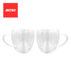 Espaceo Double Wall Cappuccino Cup 250ml 2pc Set ES DWCS 10003