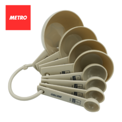 Set of 8pcs  Metro Bakewares Measuring Cup with Cookie Cutter Cream Plastic MB 5570