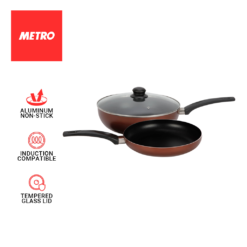 Set of 3pcs Metro Cookwares  Wok Pan  28cm & 22cm   Aluminum Non Stick Induction Ready MCW 5642