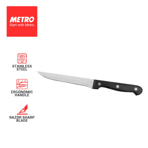 Metro Cookware 5.5" Stainless Steel Boning Knife with black handle