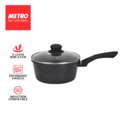 Primera by Metro Cookwares Sauce Pan Marble Finish 18cm Aluminum Induction Ready MPCW 1705