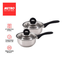 Buy 1 Take 1 Metro Cookware 16cm Stainless Steel Saucepan with Glass Lid PSSC 4766