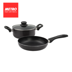 Set of 3pcs Metro Cookwares  Dutch oven, Fry Pan  & Glass Lid   Aluminum Non Stick PCW 5731
