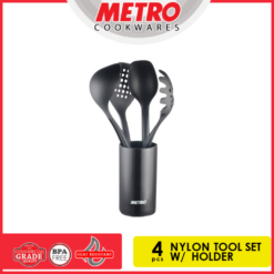 Set of 4pcs  Metro Cookwares  Kitchen Tool Set  Black  Nylon with Holder MKT 7222