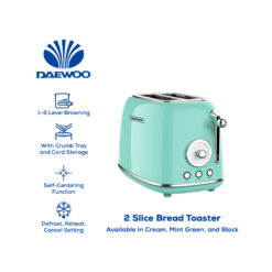 Daewoo Electronic Appliances 2 Slice Bread Toaster Stainless Steel 220-240V 60/60Hz AC 685-815W DBT-01