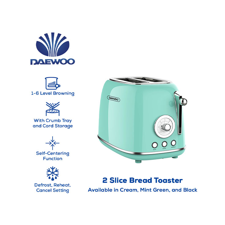 736x736_Daewoo Updated Products for Website 2026_DBT-01MG_2 Slice Bread Toaster Mint Green