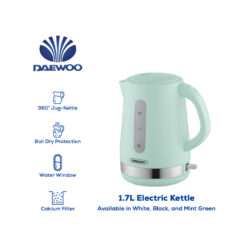 Daewoo Electronic Appliances Electric Kettle Cream 1.7 L 220-240V~50-60Hz 1850-2200W DEK-17BK DEK-17GR DEK-17W