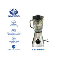 Daewoo Electronic Appliances 1.5L Glass Jar Blender 500W DGB-15SS