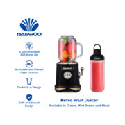 Black Daewoo 600ml retro fruit juicer blender