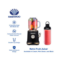 Daewoo Electronic Appliances 600ml Retro Fruit Juicer Blender Black DPFJ-06BK