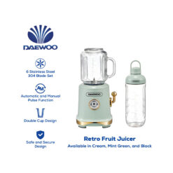 Daewoo Electronic Appliances 600ml Retro Fruit Juicer Mint Green DPFJ-06MG