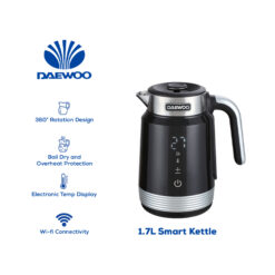 Daewoo Electronic Appliances 1.7L Electric Kettle Wifi Connectivity Black 220-240V~ 1850-2200W 50-60Hz DEK-D17LBK