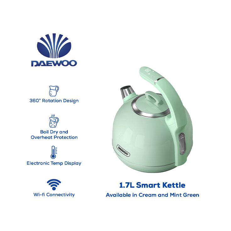 736x736_Daewoo Updated Products for Website 2026_DEK-C17LMG_1.7L Smart Kettle Mint Green