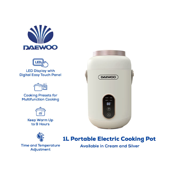 736x736_Daewoo Updated Products for Website 2026_DPIC-10LCRM_1L Portable Electric Cooking Pot Cream