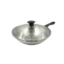 Metro Cookwares 28cm Stainless Steel Chinese Wok with Glass Lid MWO 1930