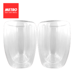 Espaceo by Metro Dinnerwares Glass Thumbler 2pcs 350ml Insulated Double Wall Glass ES DWCS 10007