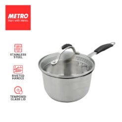 Primera by Metro Cookwares Sauce Pan with Glass Lid 16cm Stainless Steel Induction Ready MPCW 7697