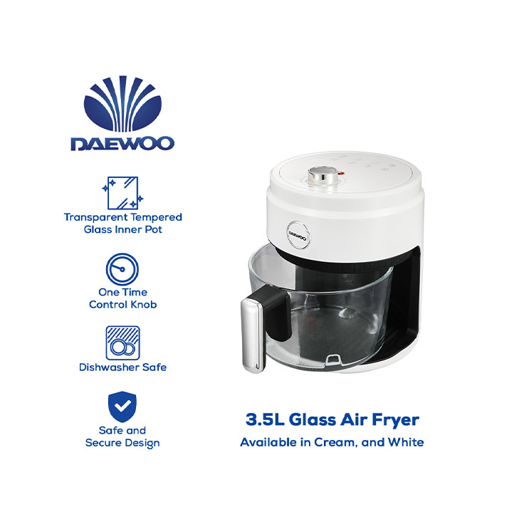 736x736_Daewoo Updated Products for Website 2026_DVAF-01W_3.5L Glass Air Fryer White
