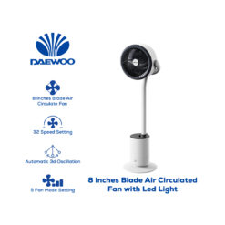 Daewoo Electronic Appliances 8" Blade Air Circulated Fan with LED Light DSF-01GRY