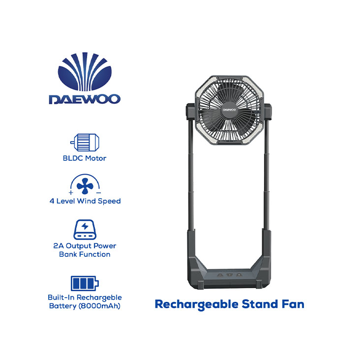 Daewoo Electronic Appliances Rechargeable Fan Grey DHF-01GRY